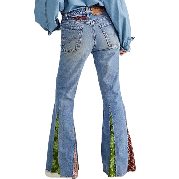 Rialto x Free People Franny 27 Patchwork Floral Flare High Rise Levi's 517 Retro - Picture 4 of 8